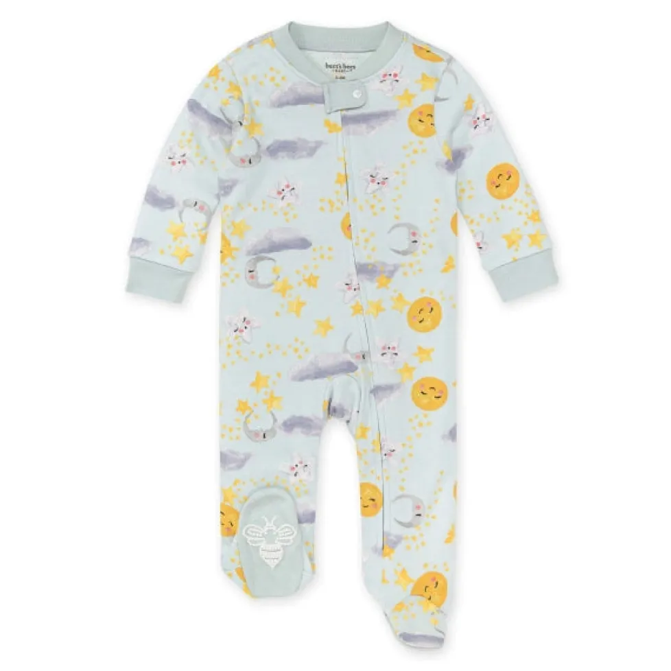 Burt's Bees Organic Baby One-Piece Sleep & Play Moon Dreams (Blue)