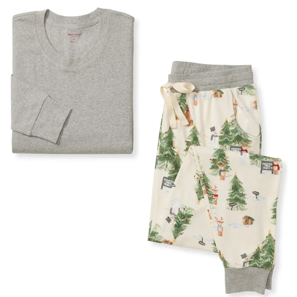 Burt's Bees Organic Adult Pajamas Christmas Tree Farm