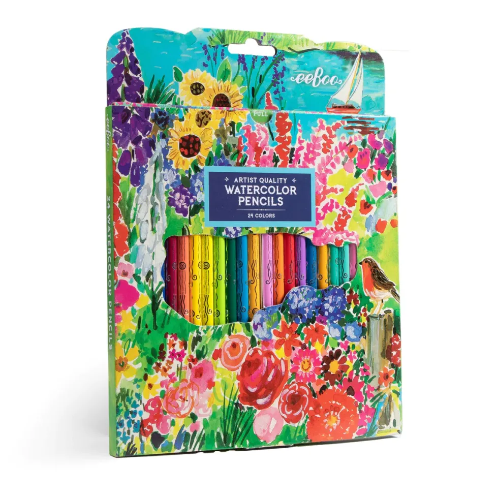 eeBoo Watercolor 24 Pencils: Seaside Garden