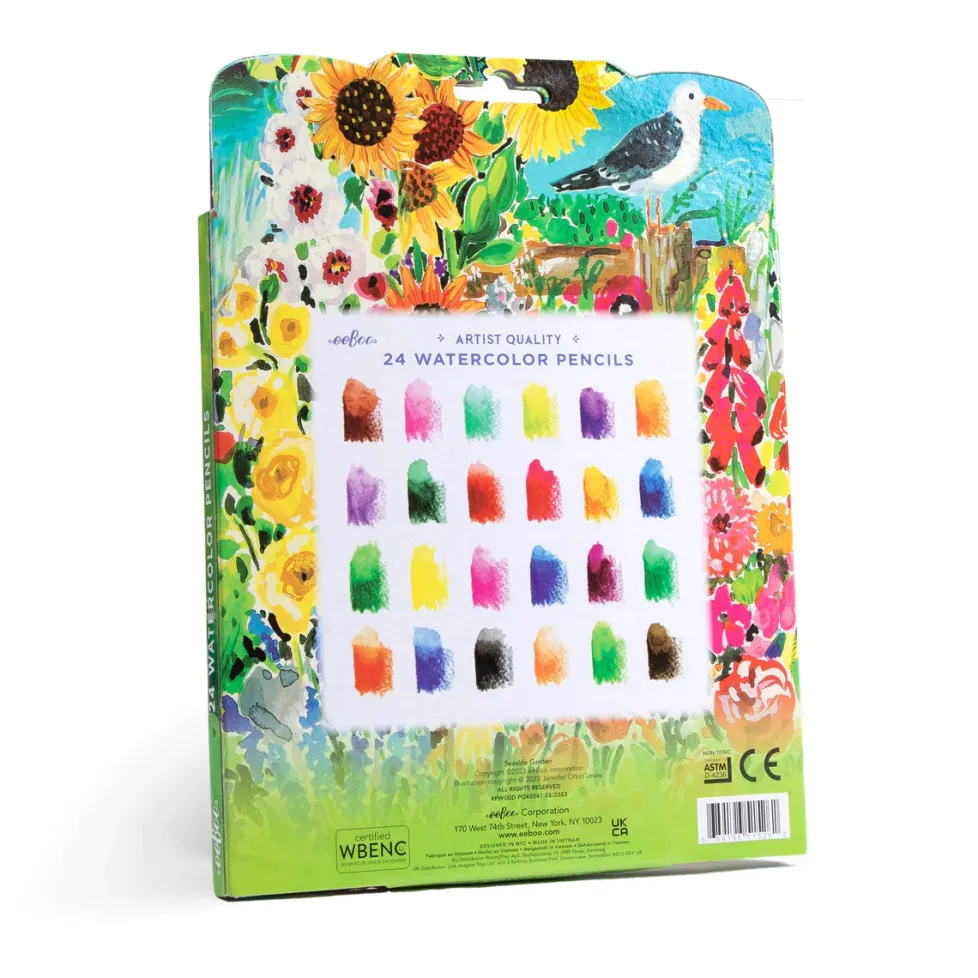 eeBoo Watercolor 24 Pencils: Seaside Garden