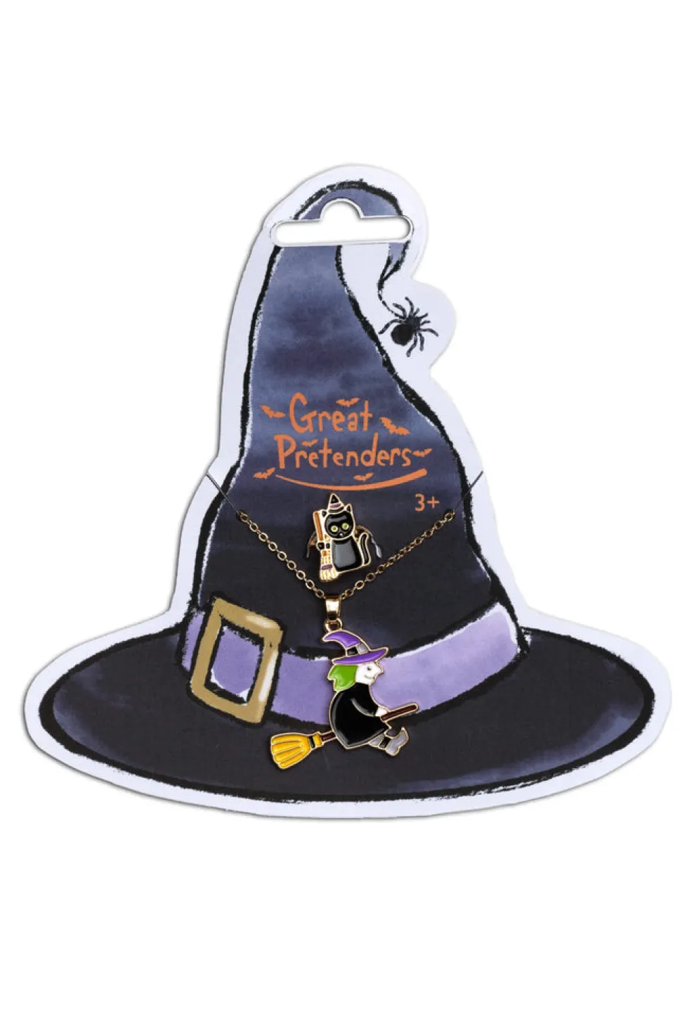 Great Pretenders Witch Necklace with Black Cat Ring
