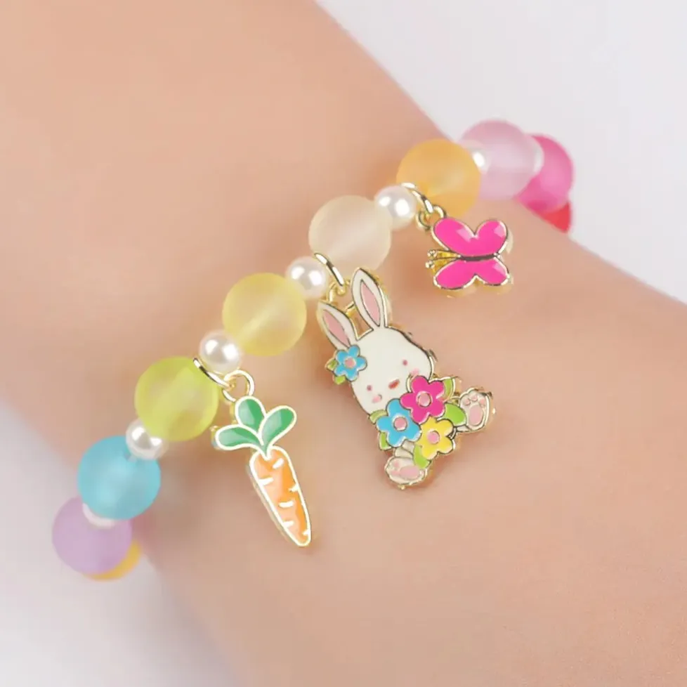 Girl Nation Charming Whimsy Bracelet Easter Bunny and Blooms