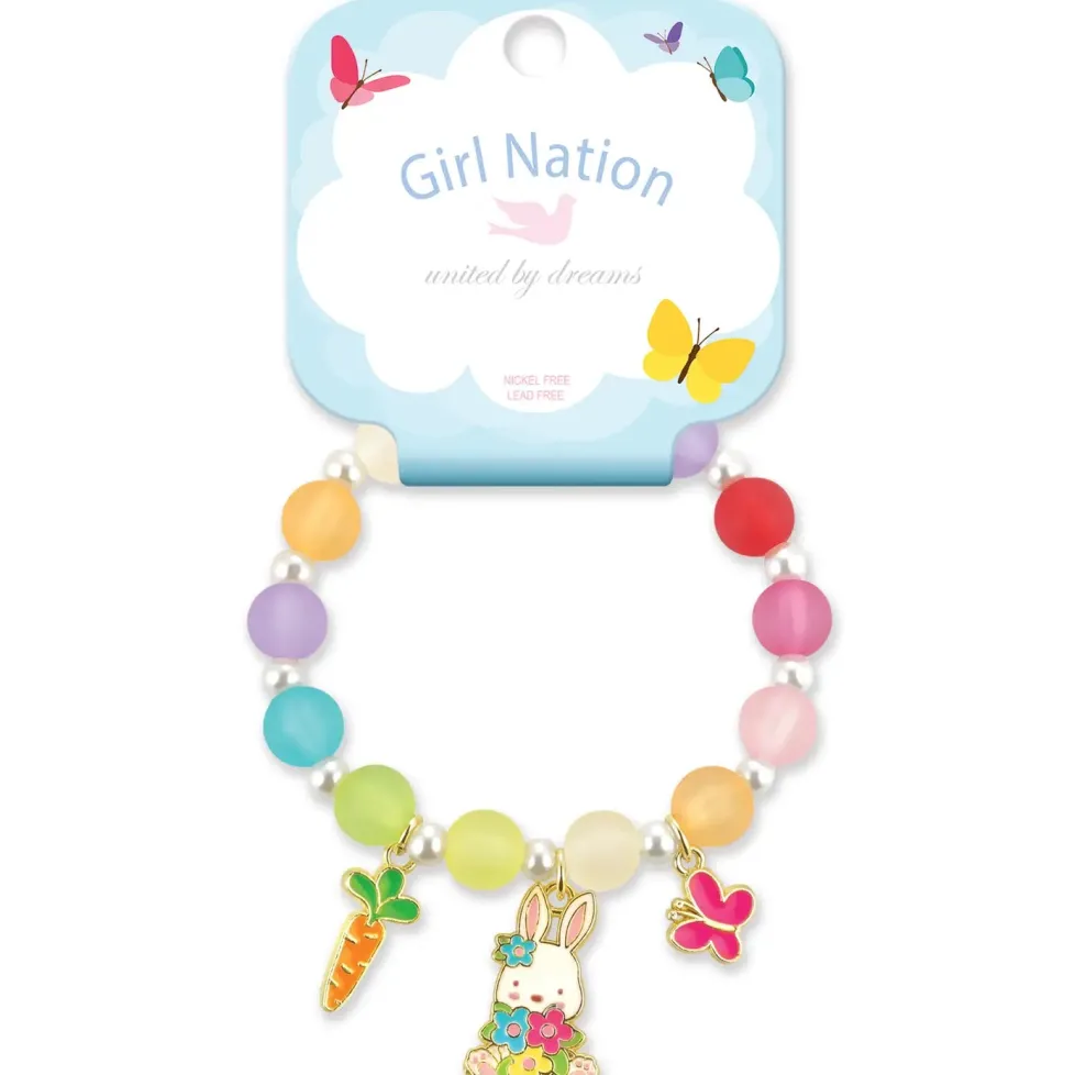 Girl Nation Charming Whimsy Bracelet Easter Bunny and Blooms