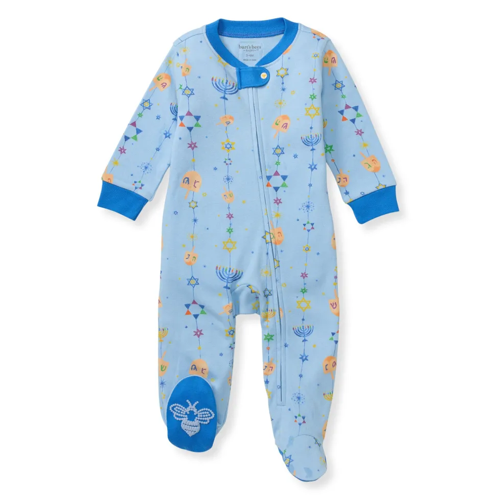 Burt's Bees Organic Baby One-Piece Sleep & Play Hanukkah Joy