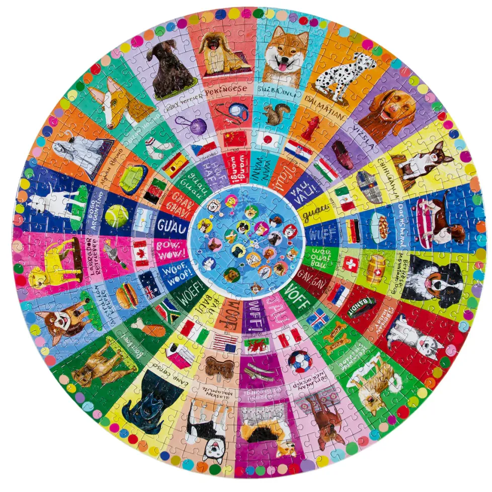 eeBoo 500 Piece Round Puzzle Dogs of the World