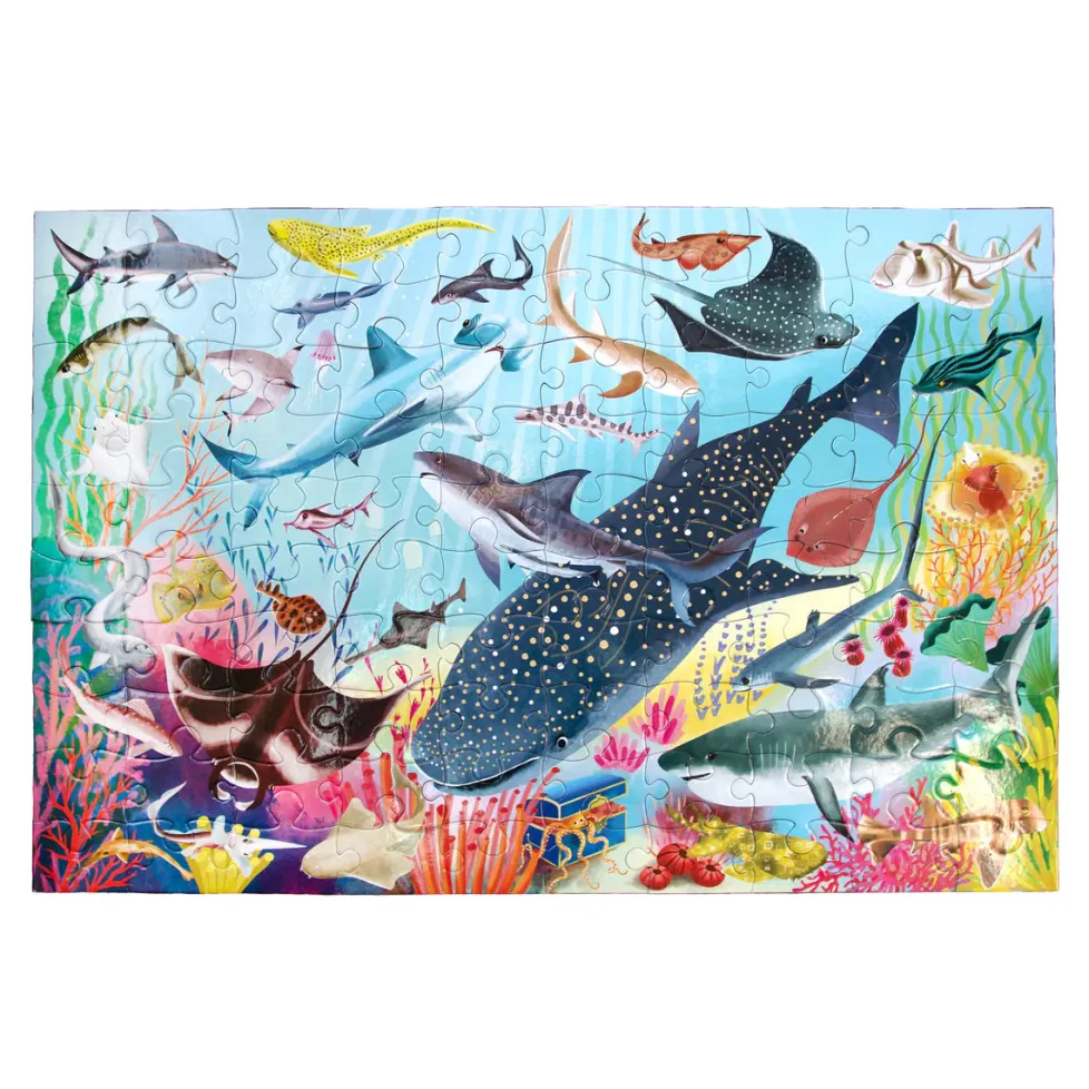 eeBoo 100 Piece Puzzle Love of Sharks