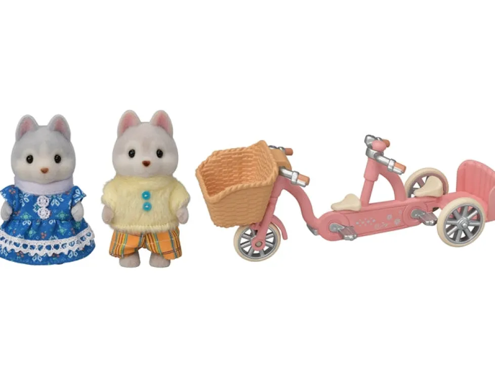 Calico Critters Tandem Cycling Set - Husky Sister & Brother