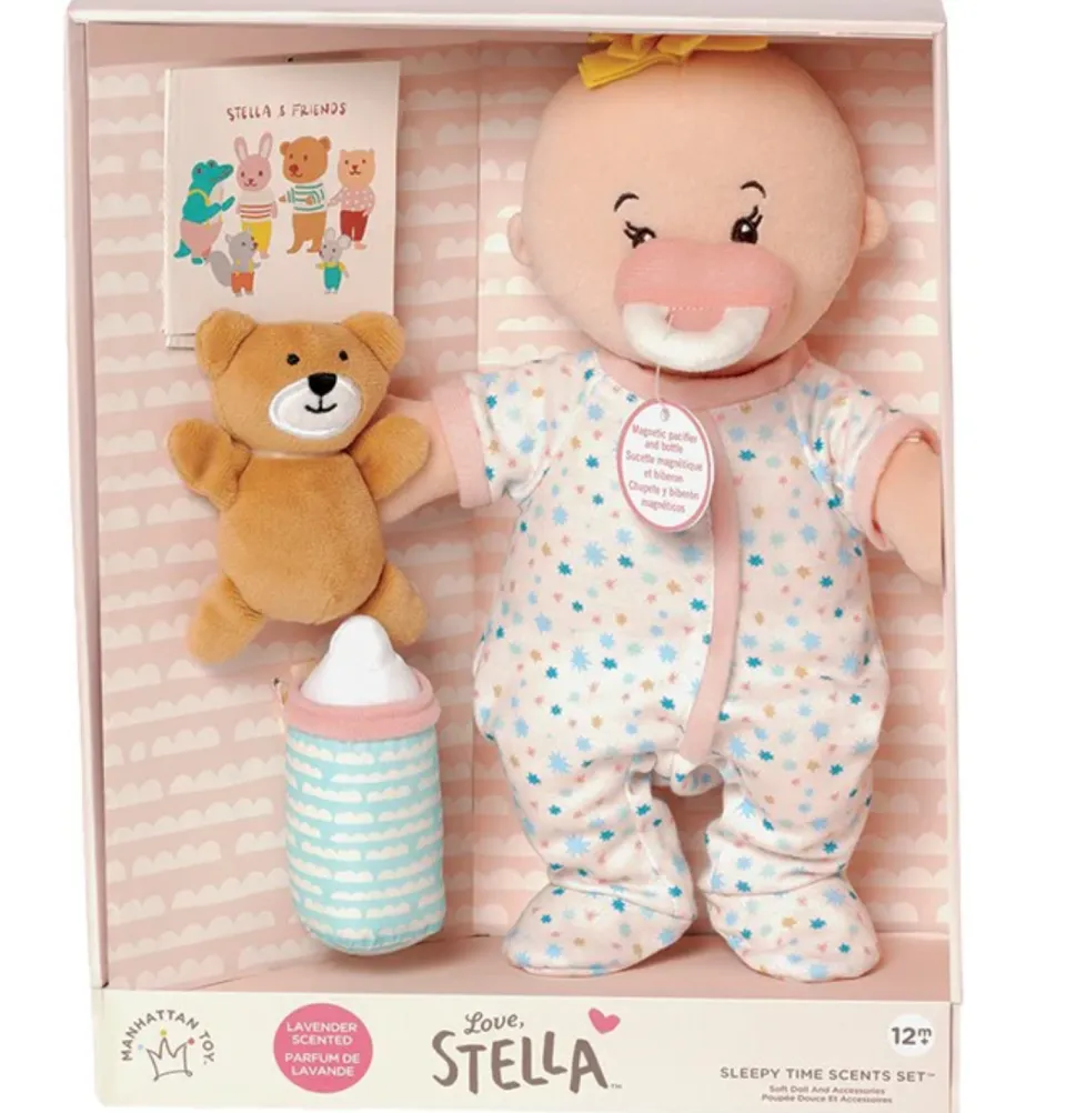 Manhattan Toy® Love, Stella Sleepy Time Set Peach Doll with Blonde Tuft