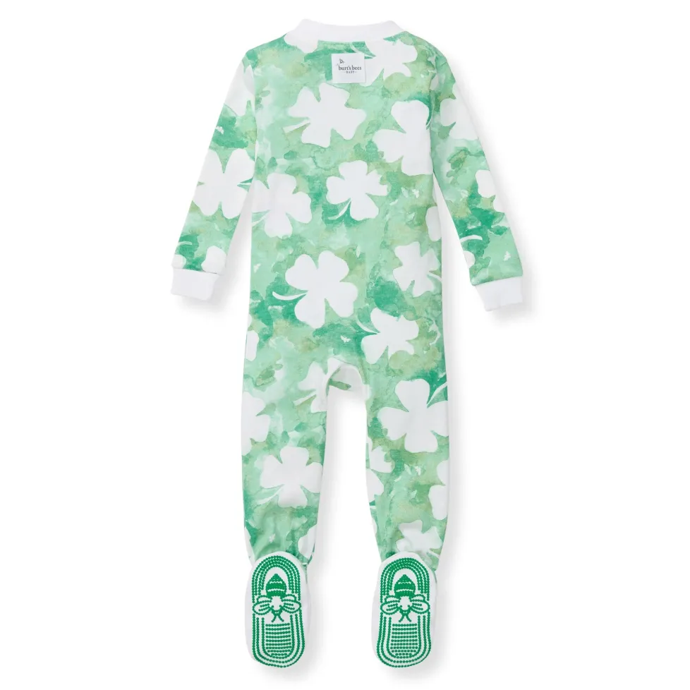 Burt's Bees Organic Baby One-Piece Sleeper Artsy Clovers