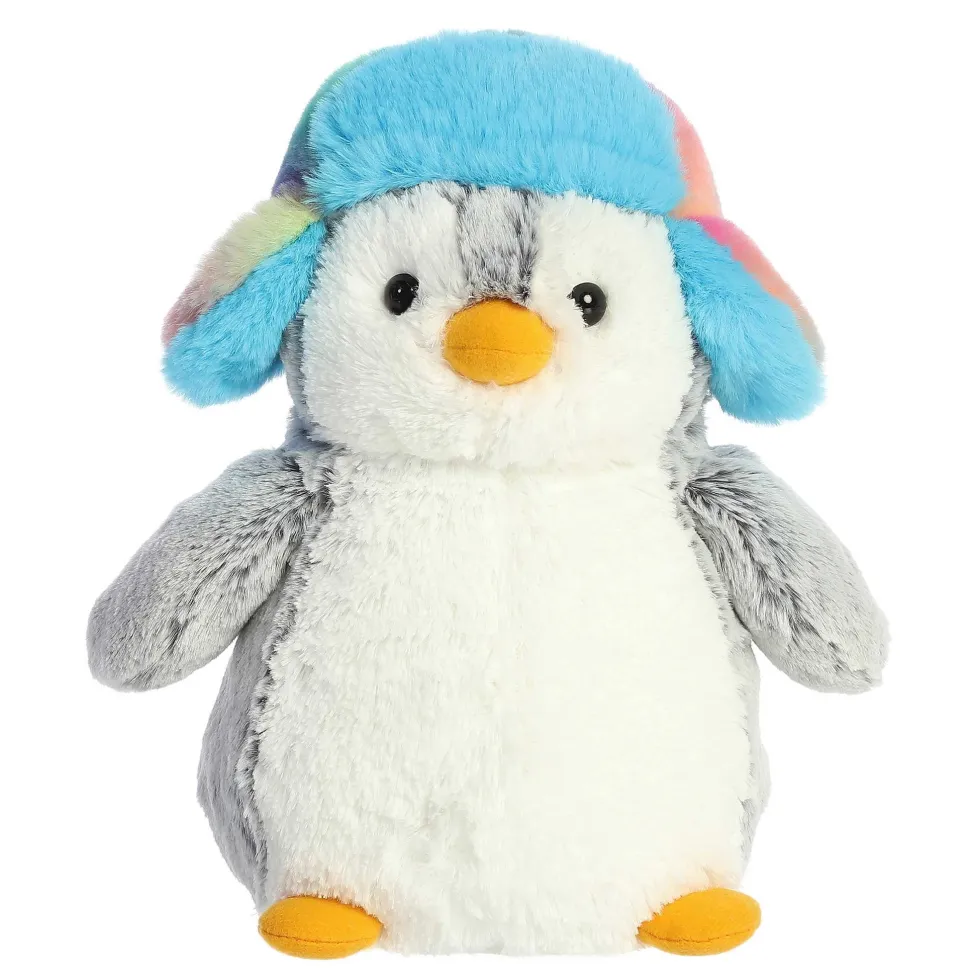 Aurora PomPom Penguin Rainbow Trapper 7"