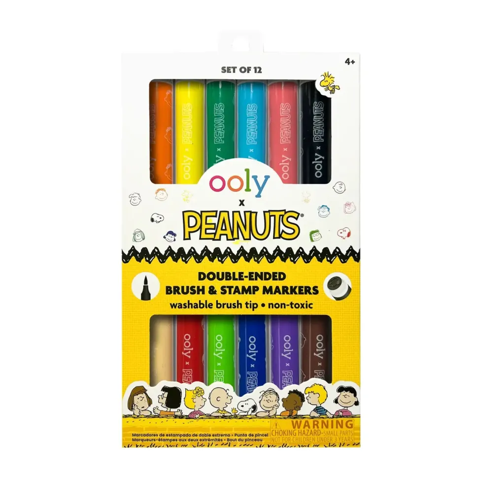 Ooly® x Peanuts®: Double-Ended Brush & Stamp Markers (Set of 6)