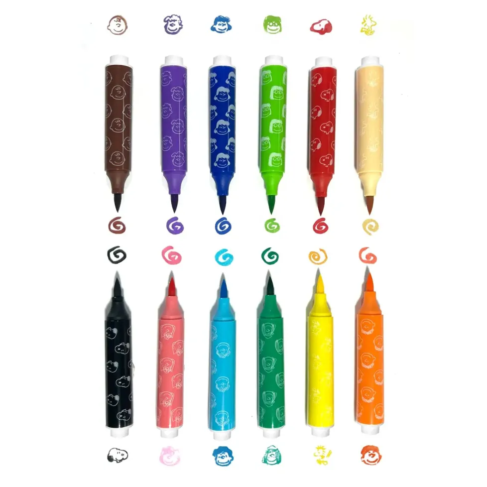 Ooly® x Peanuts®: Double-Ended Brush & Stamp Markers (Set of 6)
