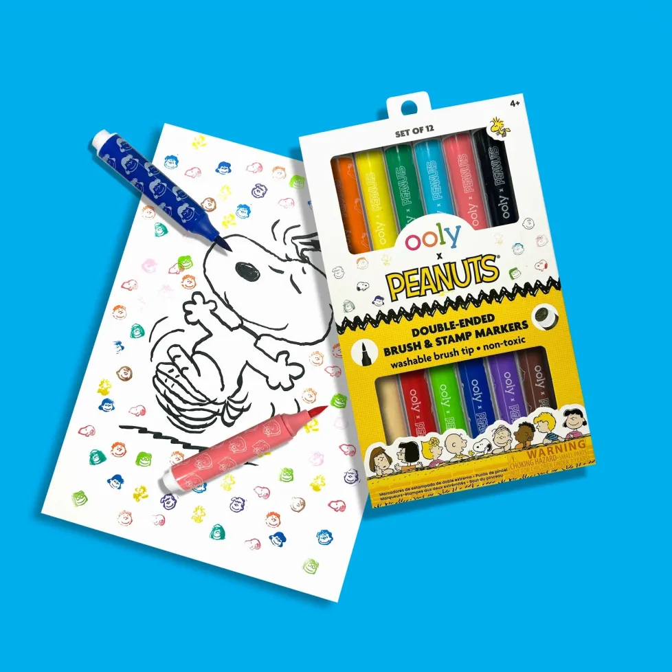 Ooly® x Peanuts®: Double-Ended Brush & Stamp Markers (Set of 6)