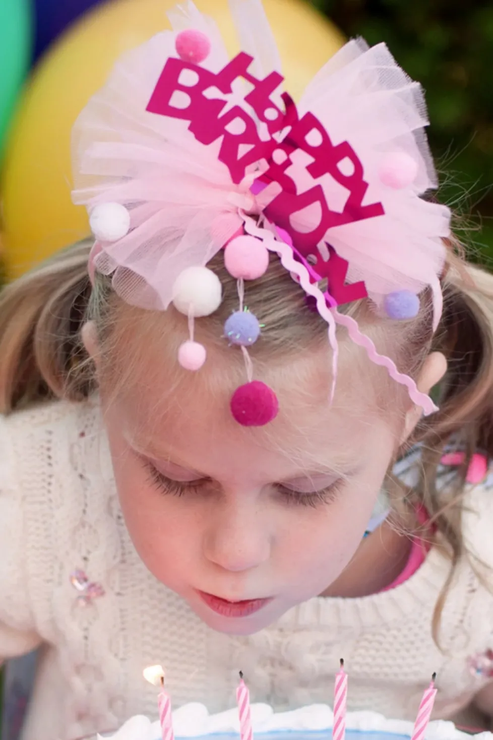 Great Pretenders Headband: Happy Birthday Puff