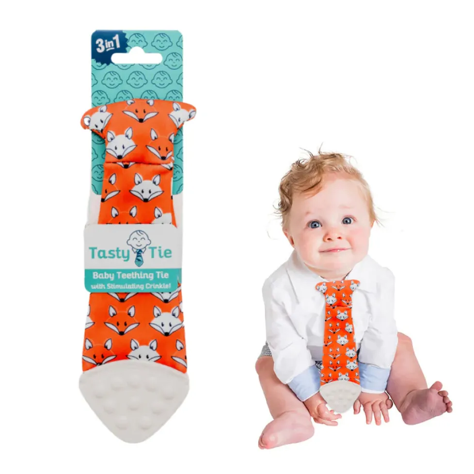 Tasty Tie® Baby Teething Tie & Crinkle Toy! - Fox