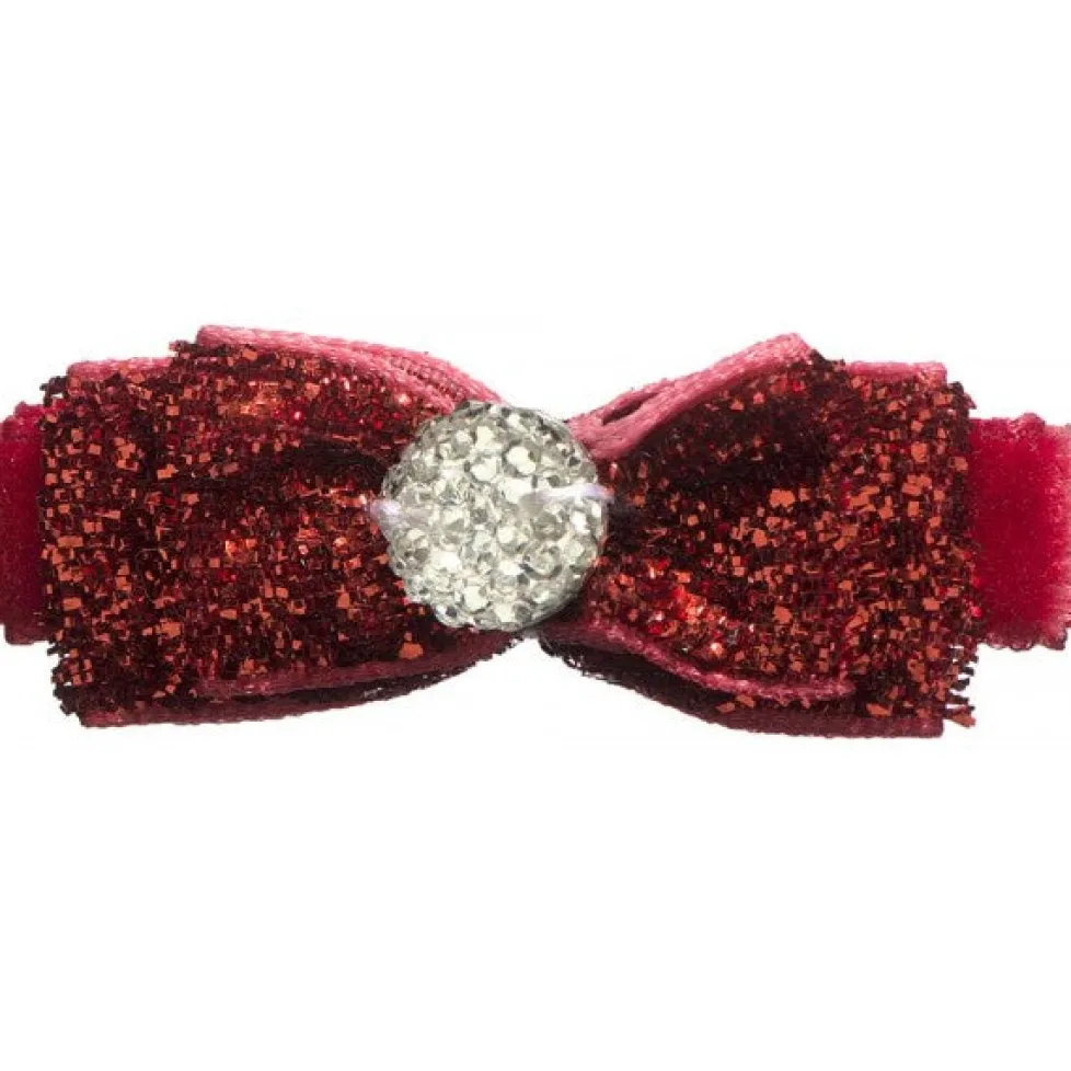 No Slippy Hair Clippy Bonnie Glitter Bow Scarlet