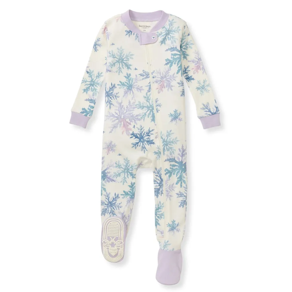 Burt's Bees Organic Baby One-Piece Sleeper Snowflake Flurries