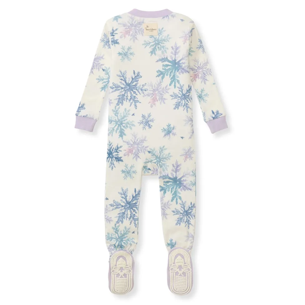 Burt's Bees Organic Baby One-Piece Sleeper Snowflake Flurries