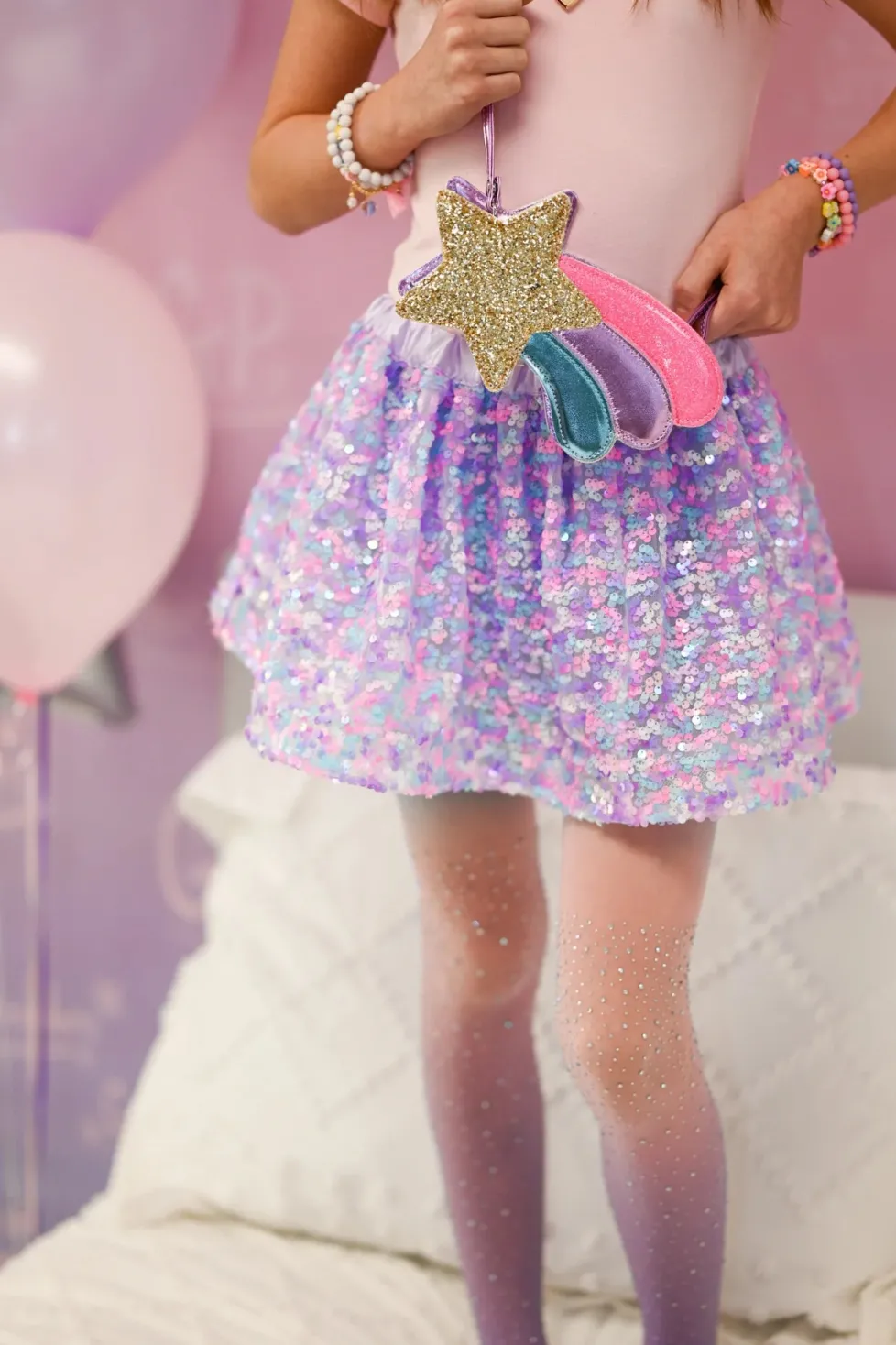 Great Pretenders Purple Party Fun Sequins Skirt Size 4/6