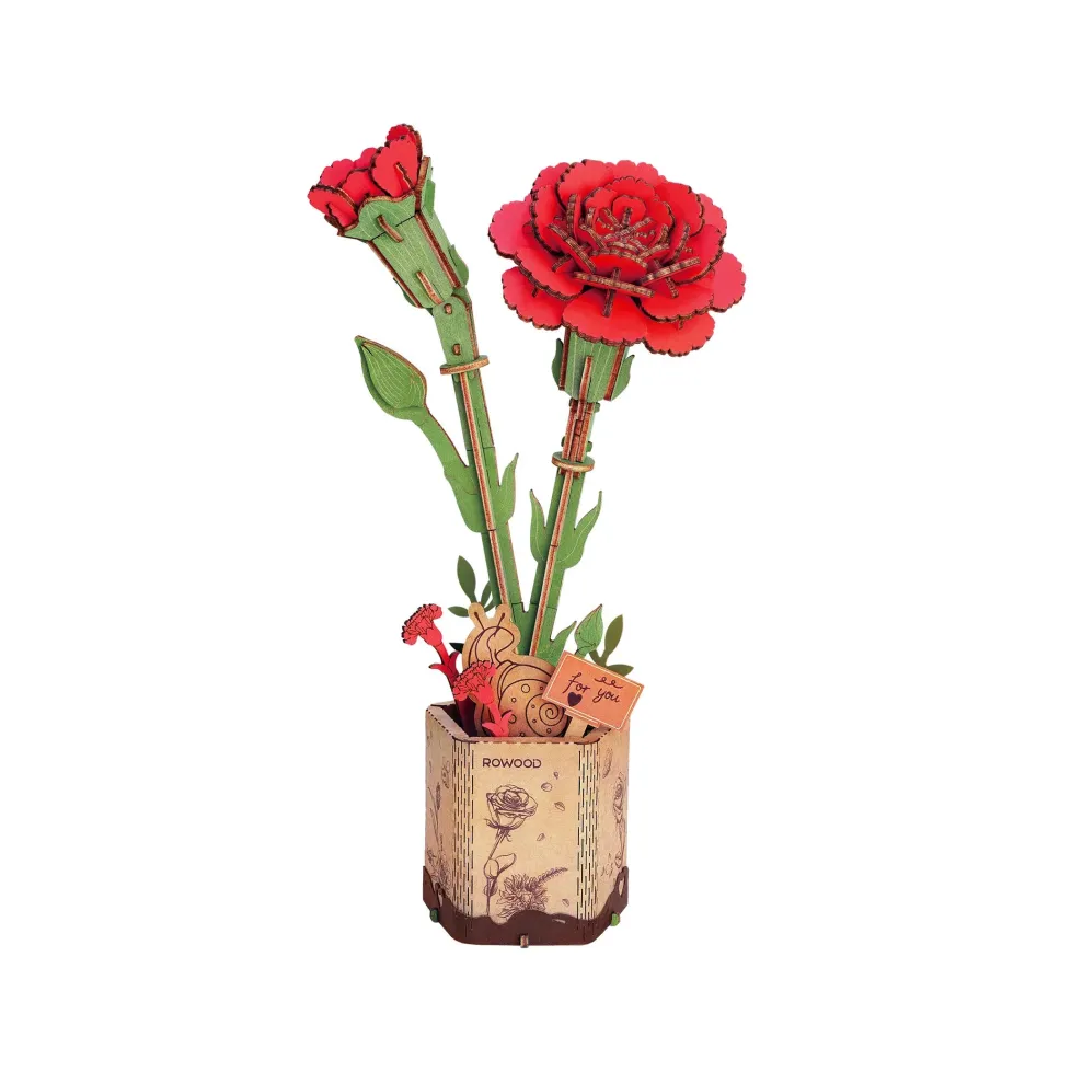 Hands Craft Wooden Bloom Craft: Red Carnation