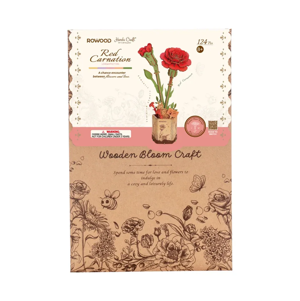 Hands Craft Wooden Bloom Craft: Red Carnation