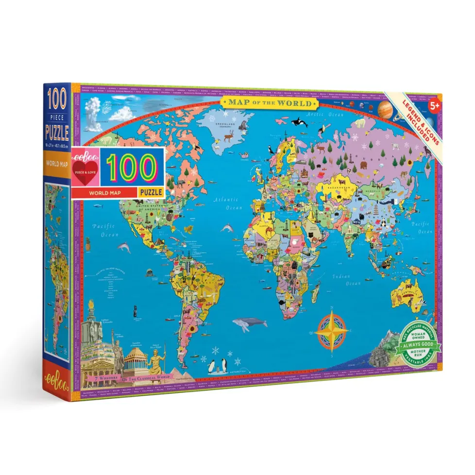 eeBoo 100 Piece Puzzle World Map