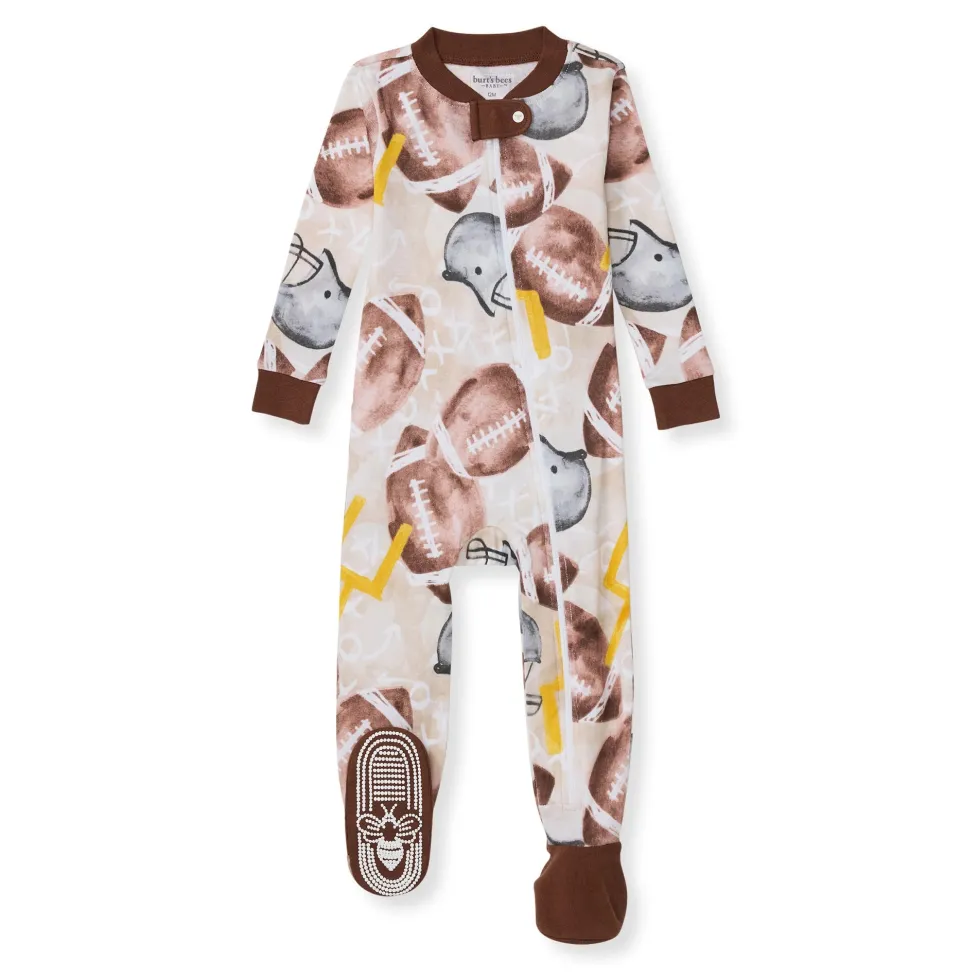 Burt's Bees Organic Baby One-Piece Sleeper Football Season