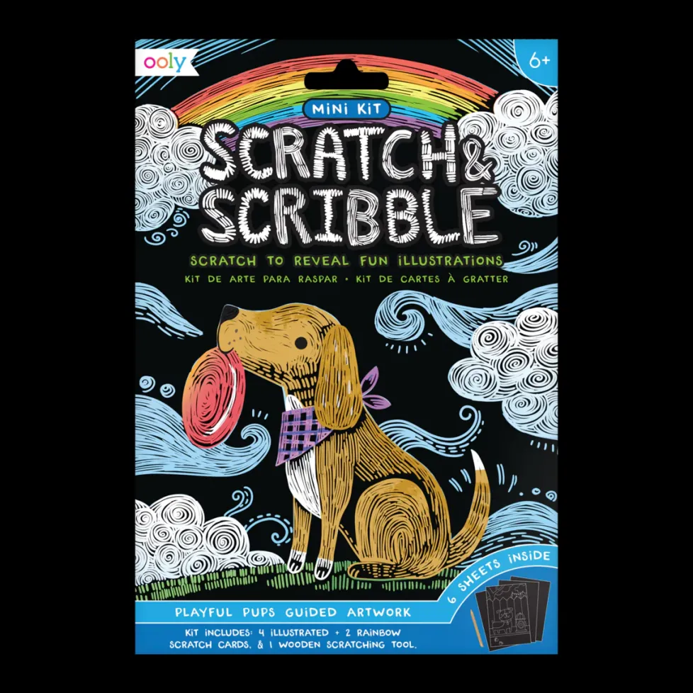 Ooly Scratch & Scribble Mini Scratch Art Kit - Playful Pups