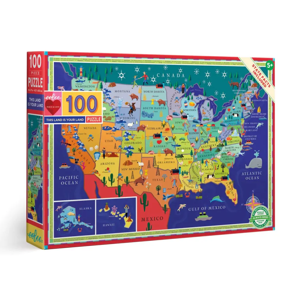 eeBoo 100 Piece Puzzle This Land is Your Land