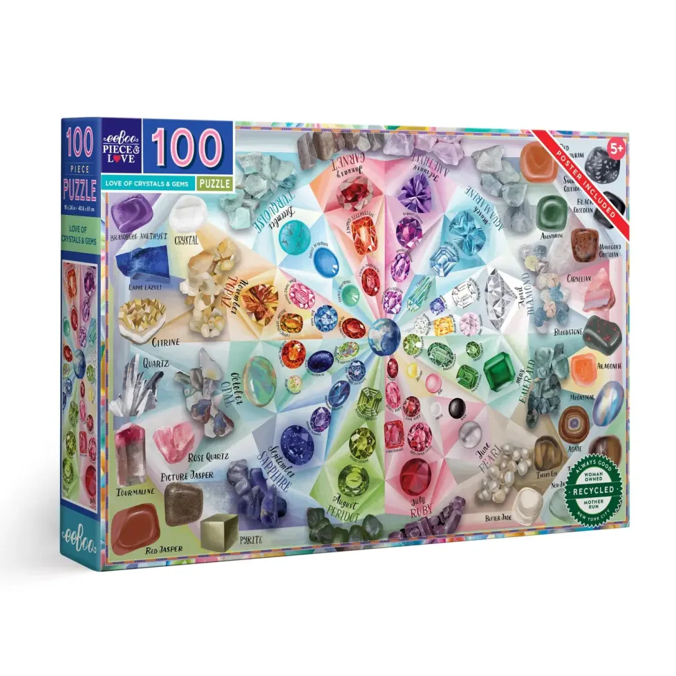 eeBoo 100 Piece Puzzle Love of Crystals and Gems