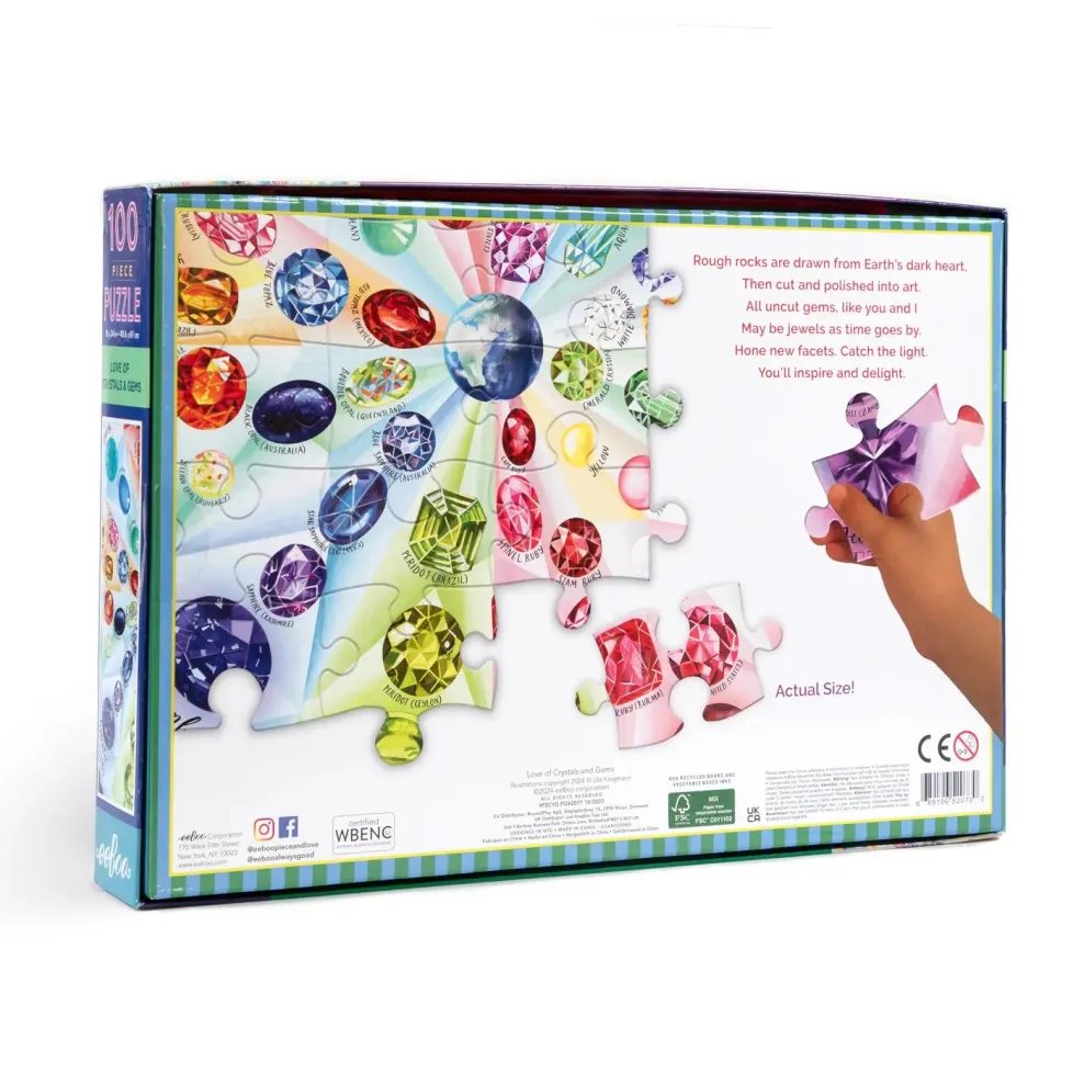 eeBoo 100 Piece Puzzle Love of Crystals and Gems