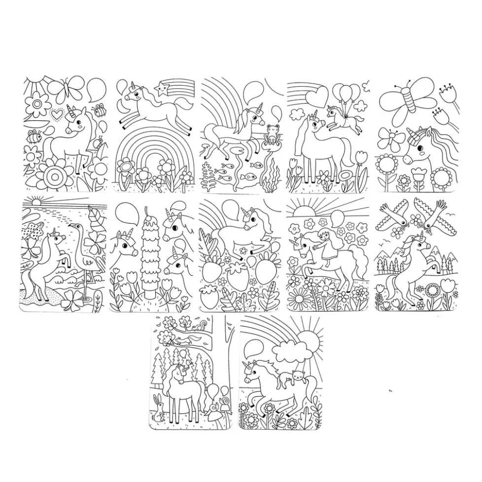 Ooly Undercover Art Hidden Pattern Coloring Activity Art Cards - Unicorn Friends