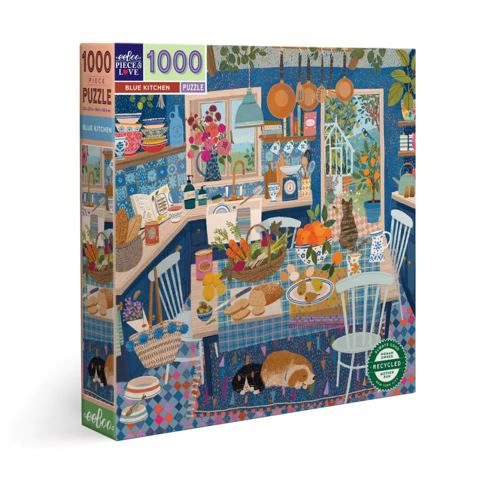 eeBoo 1000 Piece Puzzle Blue Kitchen
