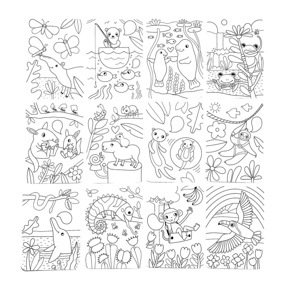 Ooly Undercover Art Hidden Pattern Coloring Activity Art Cards - Rainforest Fun