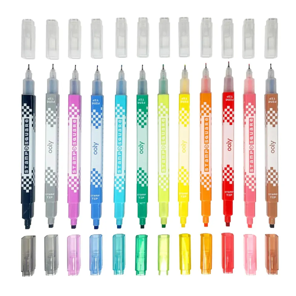 Ooly Stamp-A-Square Double Ended Markers - Set of 12