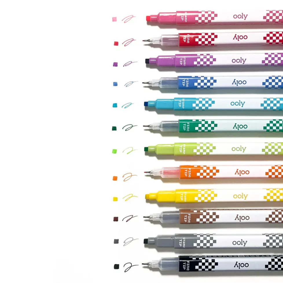 Ooly Stamp-A-Square Double Ended Markers - Set of 12