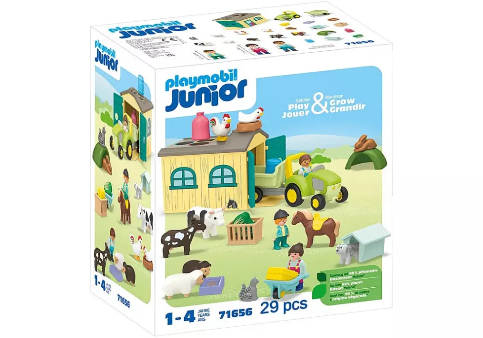Playmobil Junior: Farm Adventure with Tractor, Trailer, and Animal Friends 71656