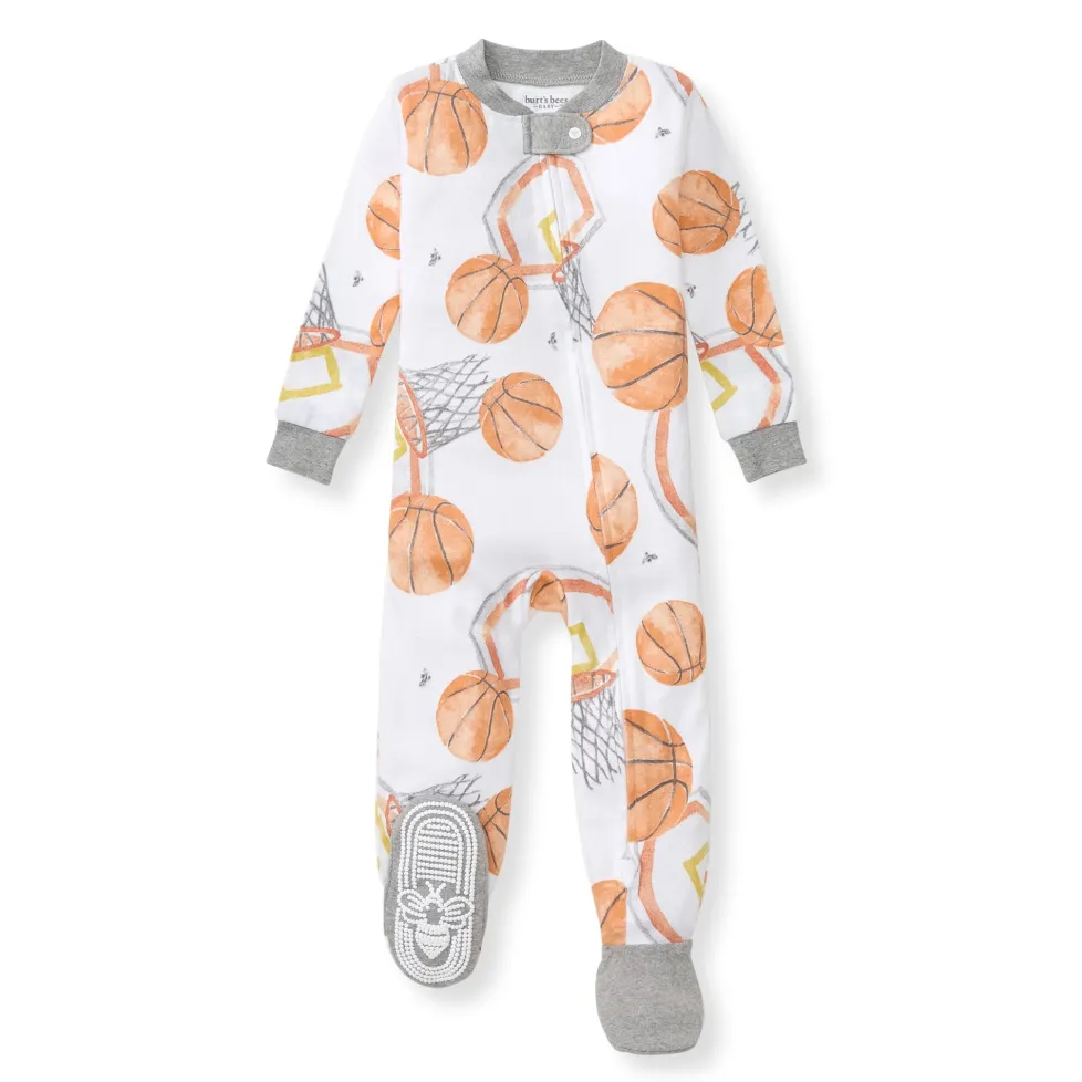 Burt's Bees Organic Baby One-Piece Sleeper Basketball