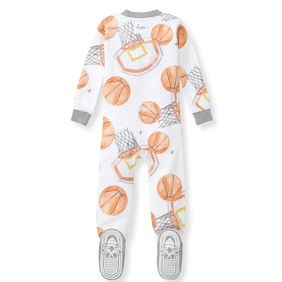 Burt's Bees Organic Baby One-Piece Sleeper Basketball