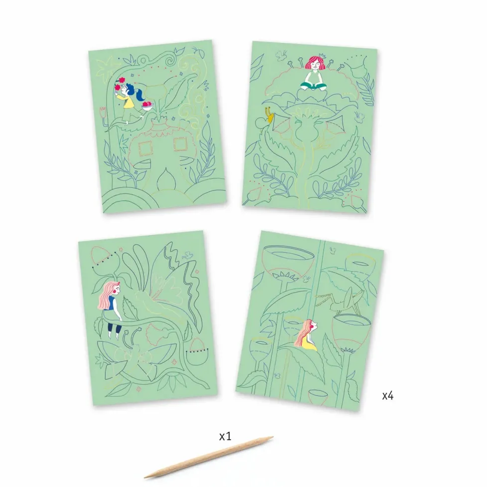 Djeco Scratch Cards Activity: Fantasy Garden - Discontinued