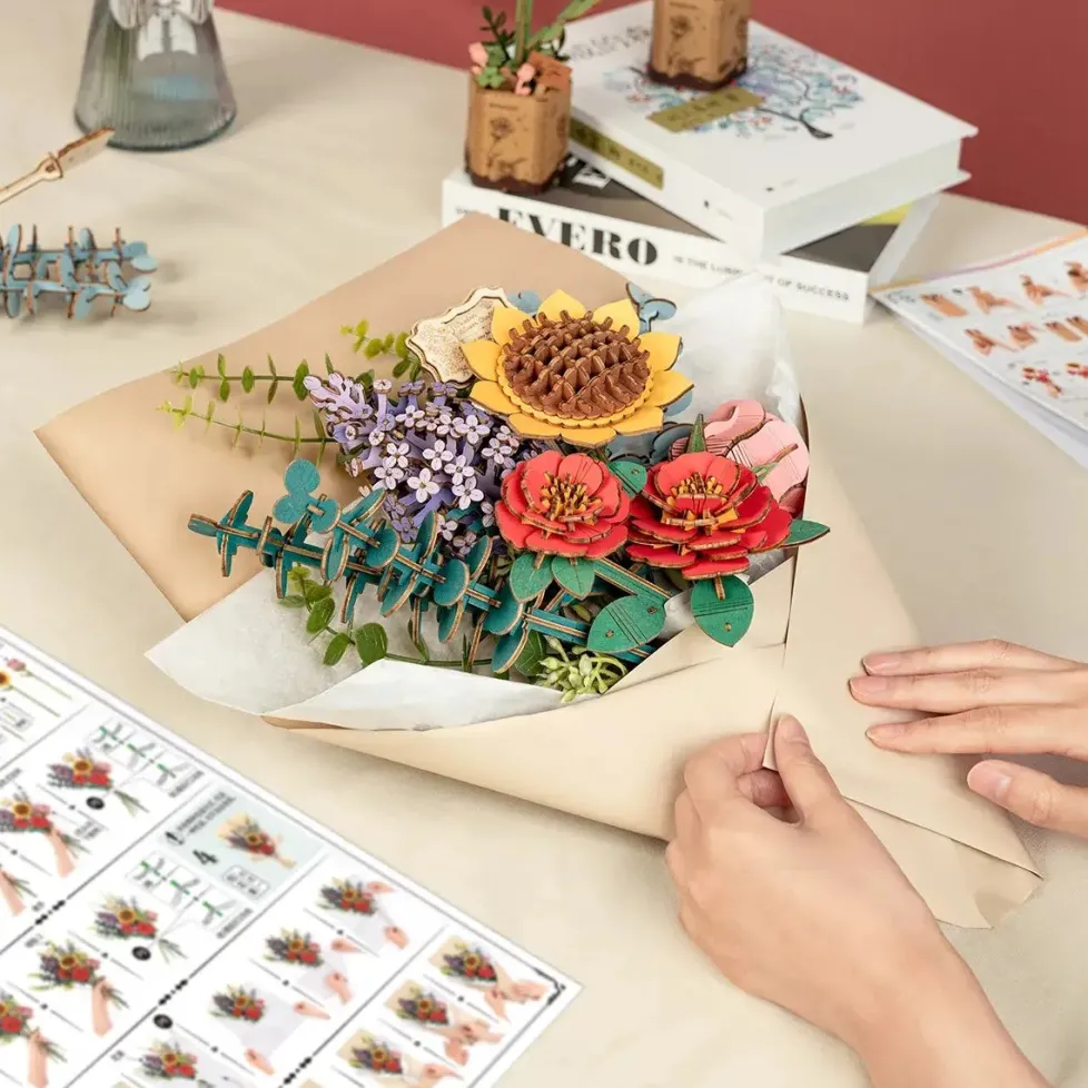 Hands Craft DIY Wooden Flower Bouquet