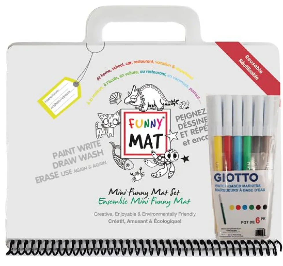 Funny Mat - Mini Funny Travel Mat with 6 Markers