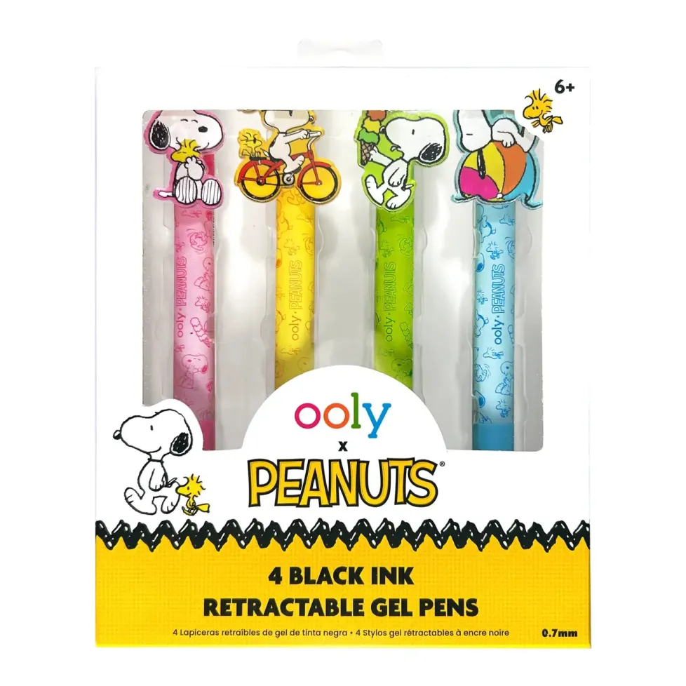 Ooly® x Peanuts®: Black Ink Retractable Get Pens (Set of 4)