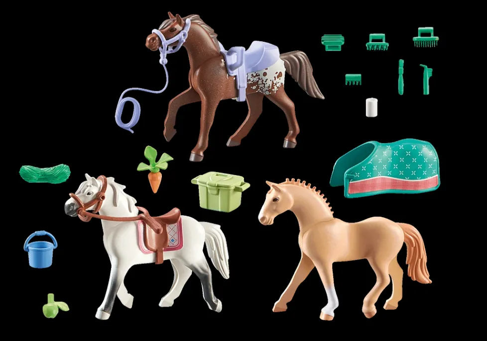 Playmobil Horses of Waterfall: Three Horses with Saddles 71356