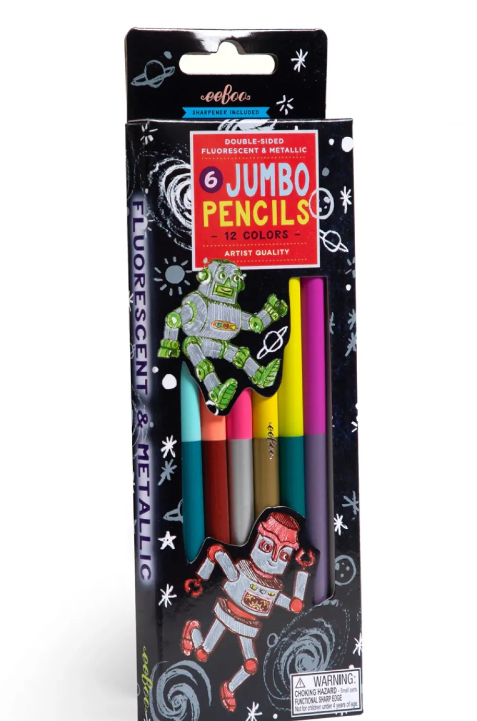 eeBoo Jumbo Double-Sided Color Pencils Silver Robot