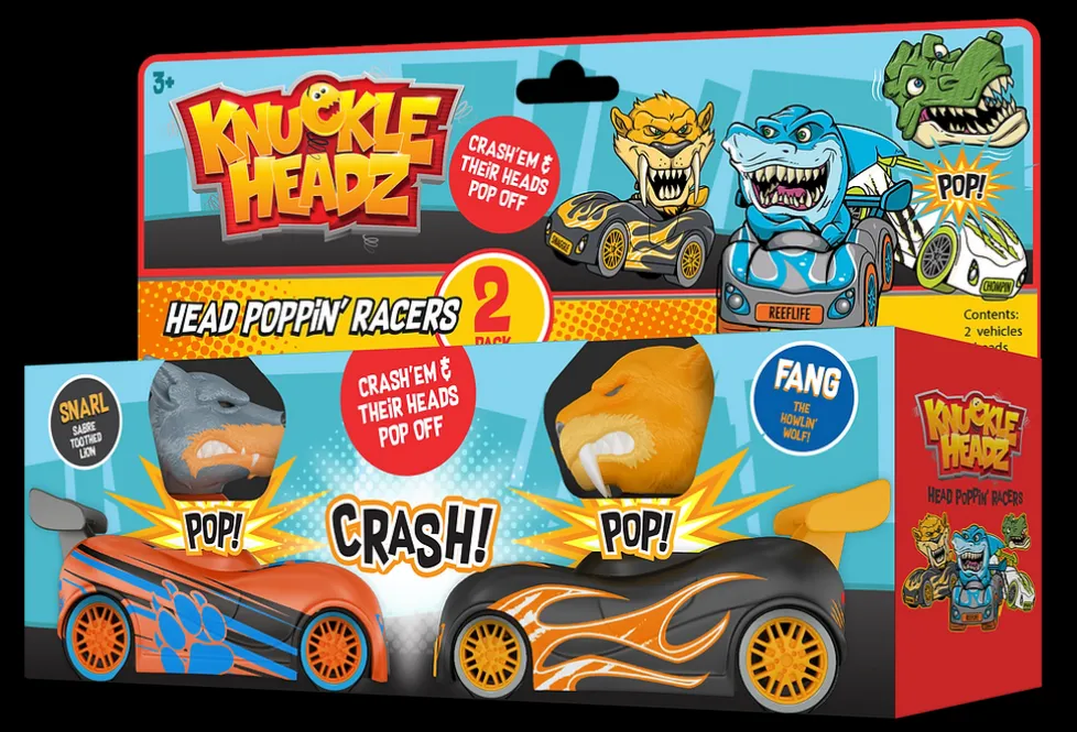 Knuckle-Headz Head Poppin™ Racers 2 Pack: Saber Tooth vs. Wolf