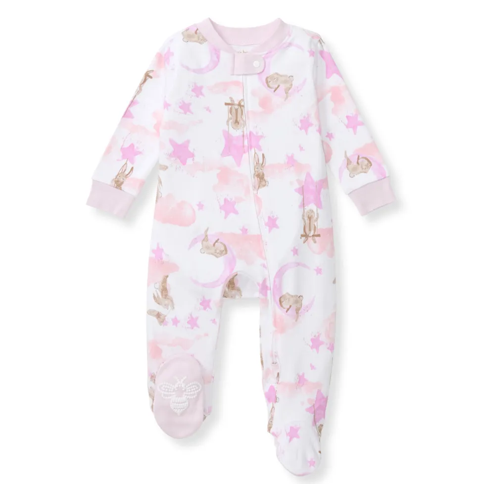 Burt's Bees Organic Baby One-Piece Sleep & Play Stardust Bunnies Pink