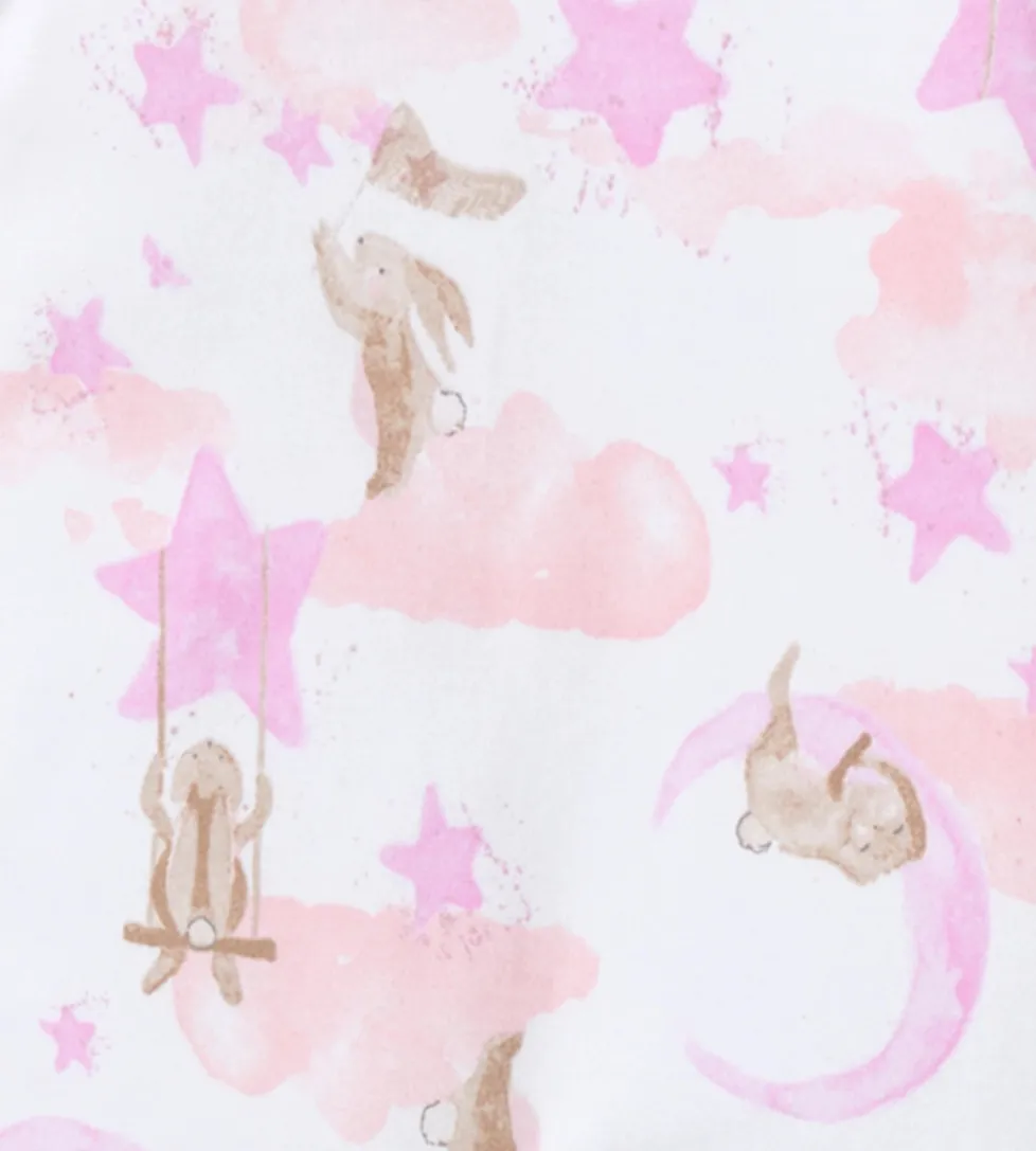 Burt's Bees Organic Baby One-Piece Sleep & Play Stardust Bunnies Pink