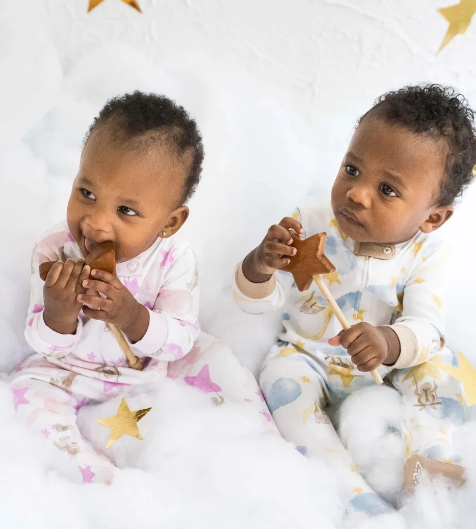 Burt's Bees Organic Baby One-Piece Sleep & Play Stardust Bunnies Pink