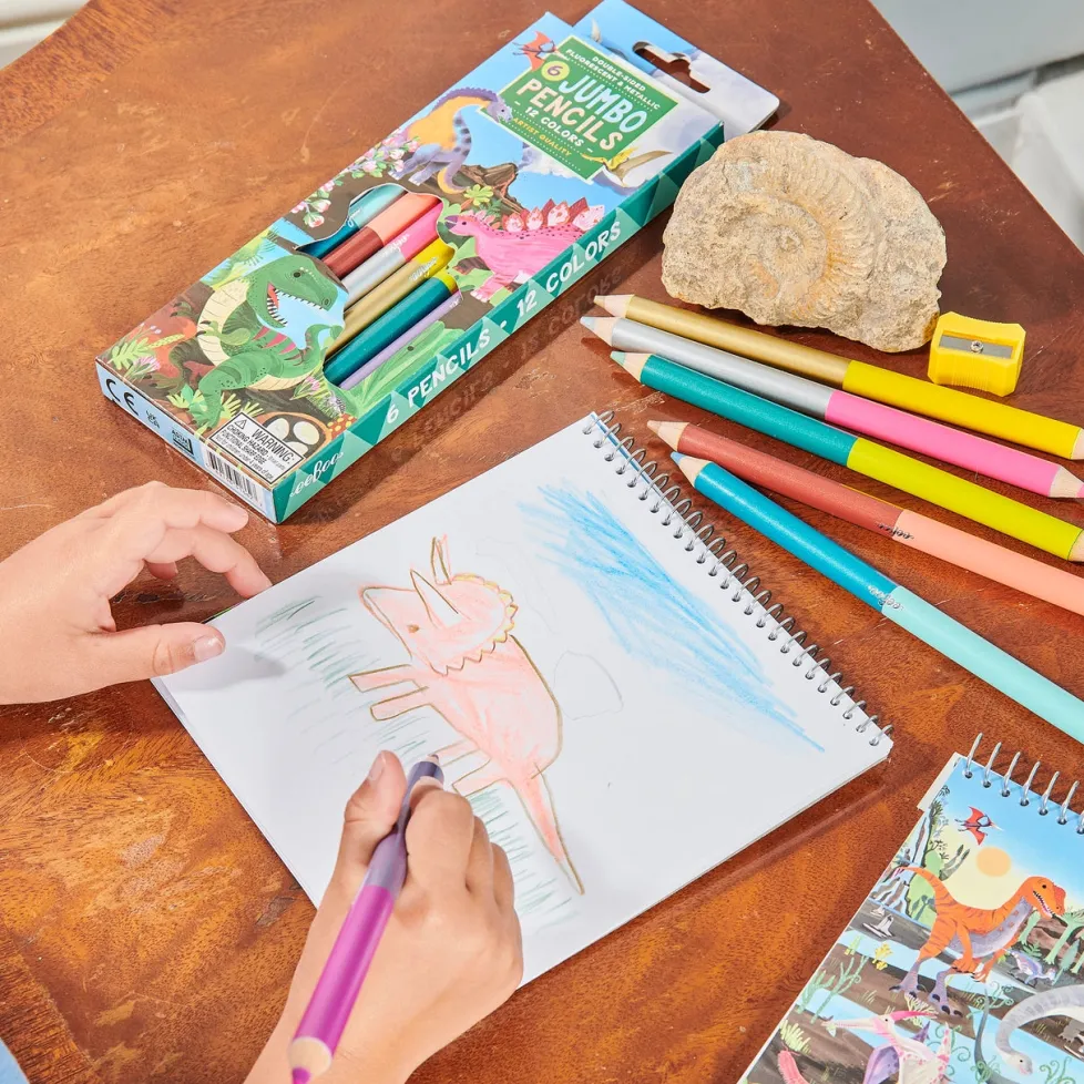 eeBoo Jumbo Double-Sided Color Pencils Dinosaurs